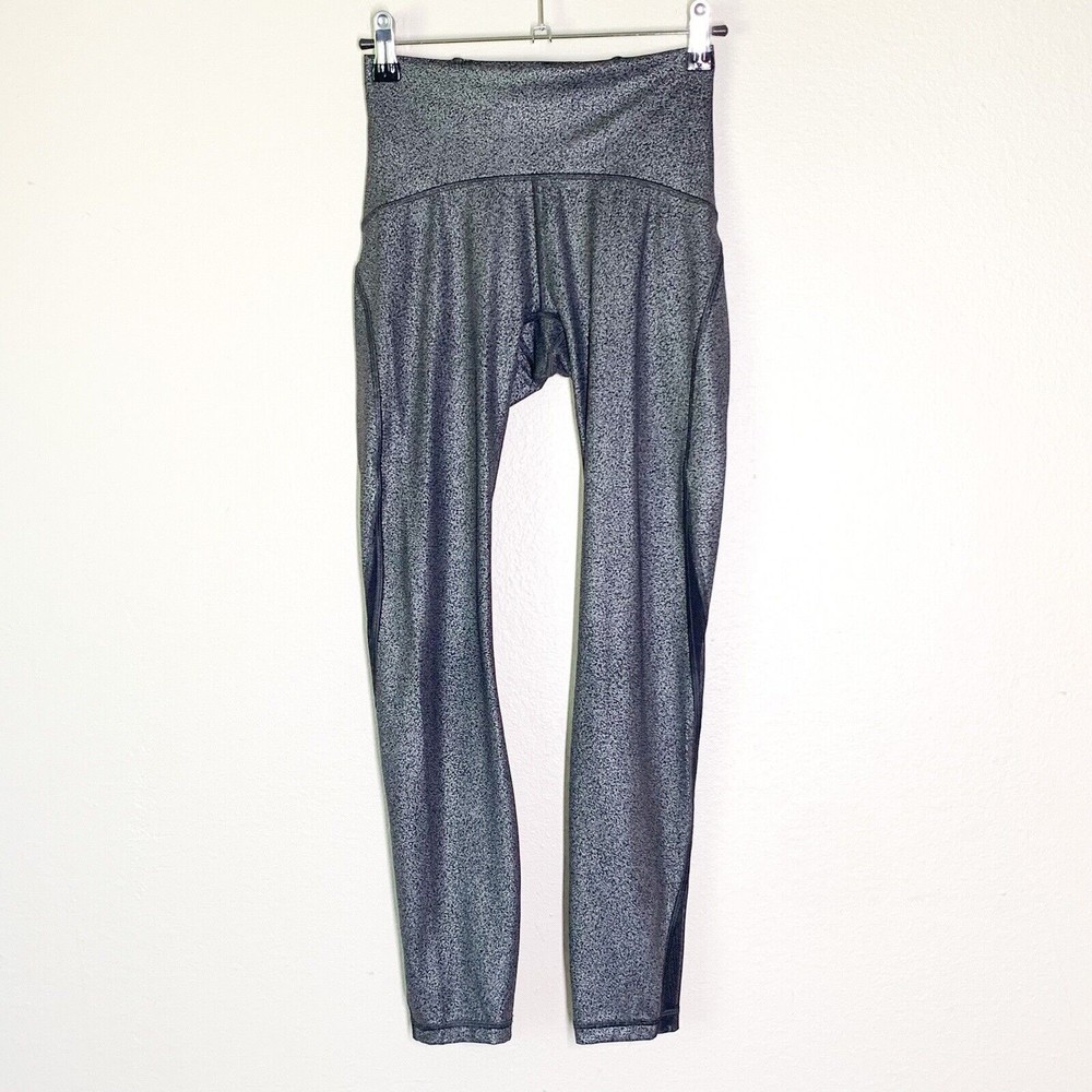 Lululemon Train Times 7/8 Pant *25" 2 Luminosity Foil Print Black Silver W5AX4S